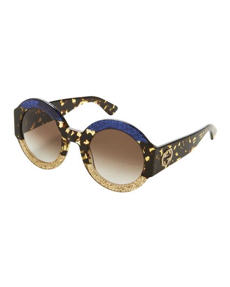 gucci colorblock glitter round sunglasses|gucci photochromic sunglasses.